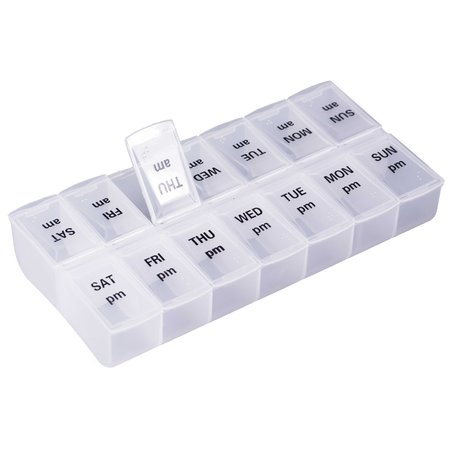 Basicwise Twice Daily Clear Plastic Pill Organizer QI003402